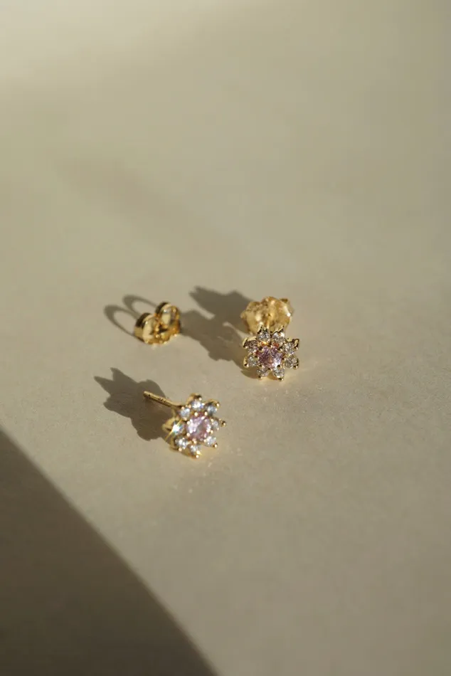 Earrings Bellis Studs Pink Sapphire madetoorder Foe Dear
