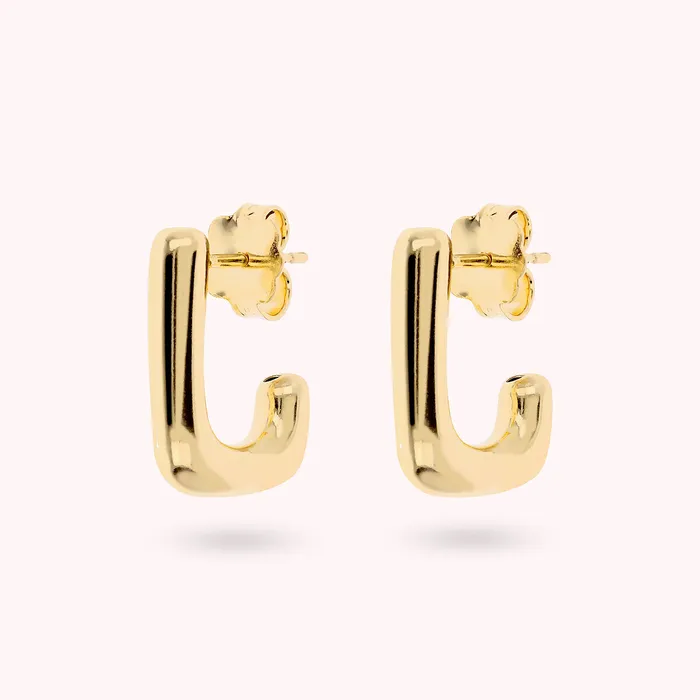 Earrings Bronzallure Orecchini a Lobo Quadrati Golden