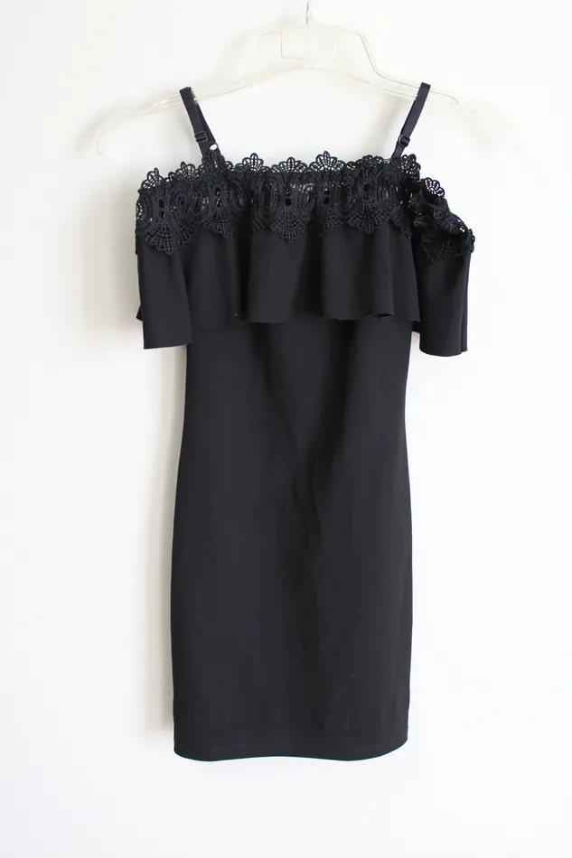 Earrings By X By By x By Black Fitted OffTheShoulder Dress 0