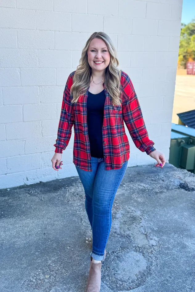 Earrings Cabin Retreat Plaid Button Down Top Heimish