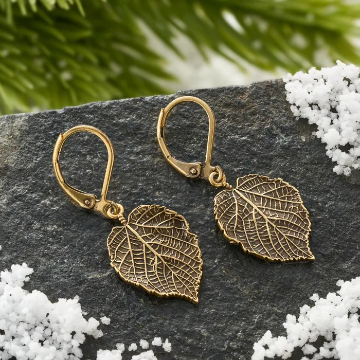 Earrings Chadds Ford Jewelry Gold Leverback Vintage Birch Leaf Earrings