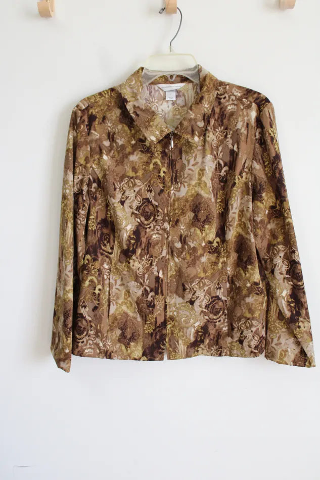Earrings Christopher Banks Brown Patterned Sueded Jacket L Christopher Banks