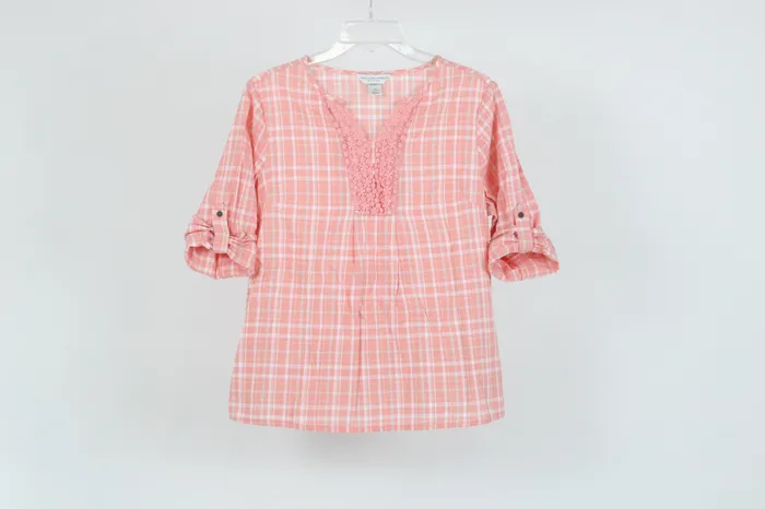 Earrings Christopher Banks Pink Plaid Top M Petite Christopher Banks