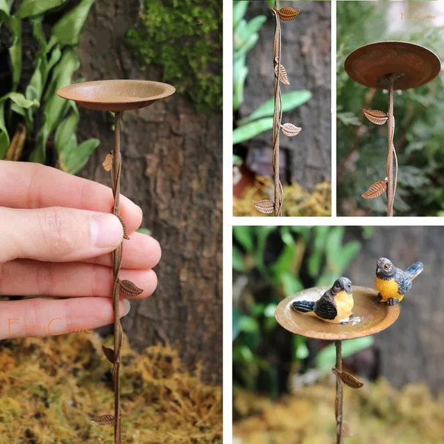Earrings CJ Rusty Vintage Style Standing Bird Bath Pick 12 Scale Dollhouse Accessory Fairy Garden