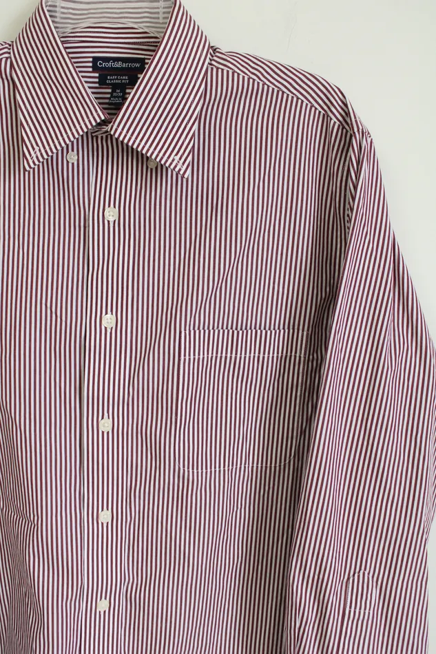 Earrings Croft Barrow Maroon Striped Easy Care Classic Fit Button Down Shirt 16 3233 Croft Barrow