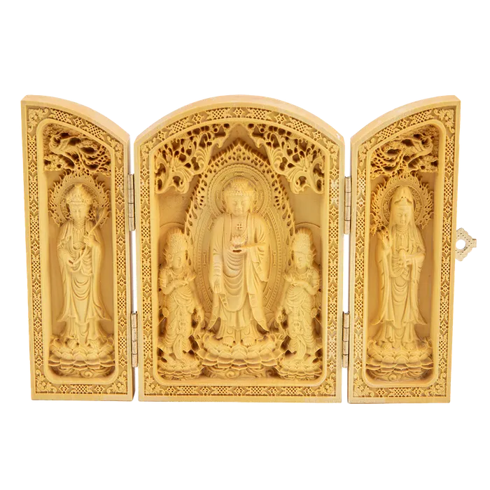 Earrings Eastern Elm Trifold Portable Kuan Yin Medicine Buddha Shrine