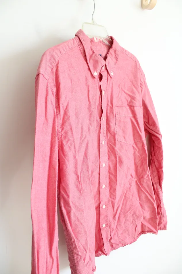 Earrings Gap Slim Fit Red Long Sleeved Button Down Cotton Shirt XXL Gap