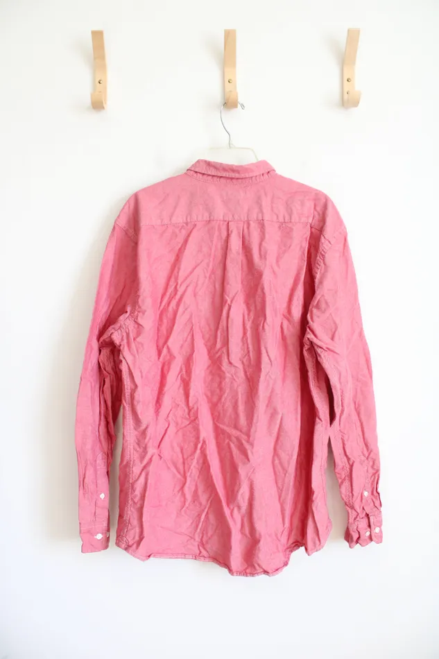 Earrings Gap Slim Fit Red Long Sleeved Button Down Cotton Shirt XXL Gap