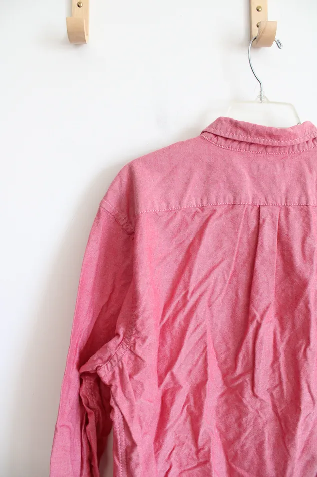 Earrings Gap Slim Fit Red Long Sleeved Button Down Cotton Shirt XXL Gap