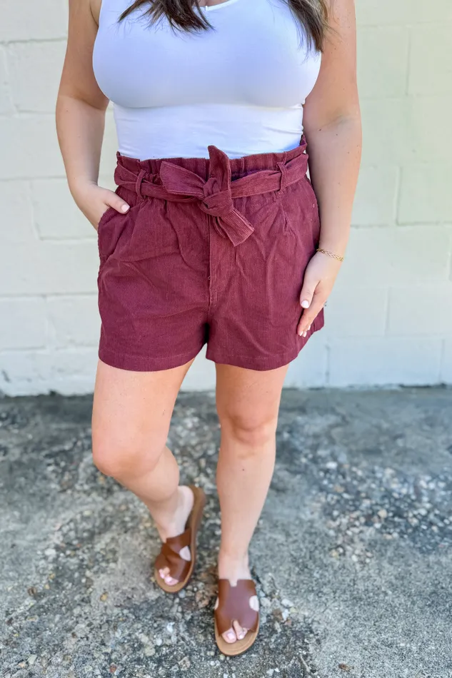 Earrings GeeGee SALE Corduroy Shorts Burgundy