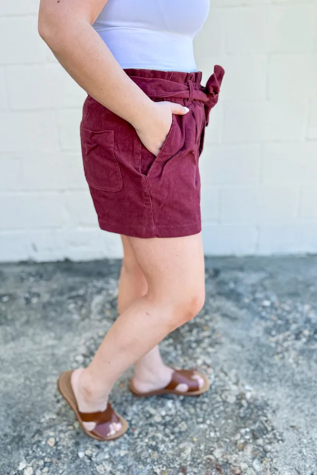 Earrings GeeGee SALE Corduroy Shorts Burgundy