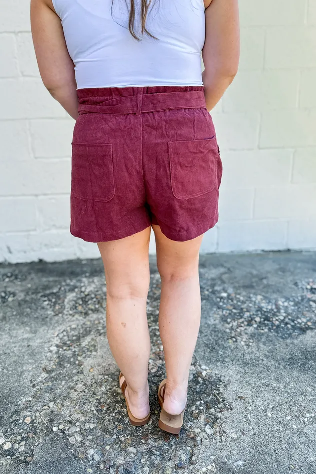 Earrings GeeGee SALE Corduroy Shorts Burgundy