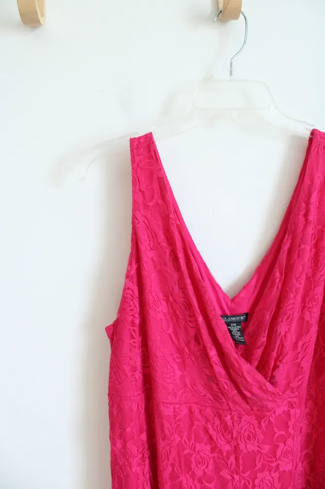 Earrings Glamour Pink Rose Lace Overlay Flowy Dress 20W Glamour