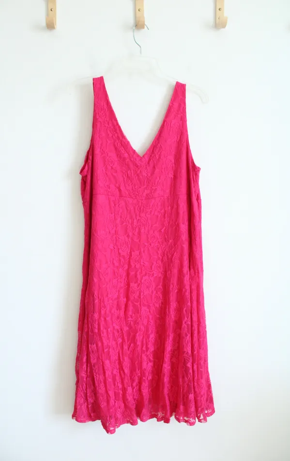 Earrings Glamour Pink Rose Lace Overlay Flowy Dress 20W Glamour