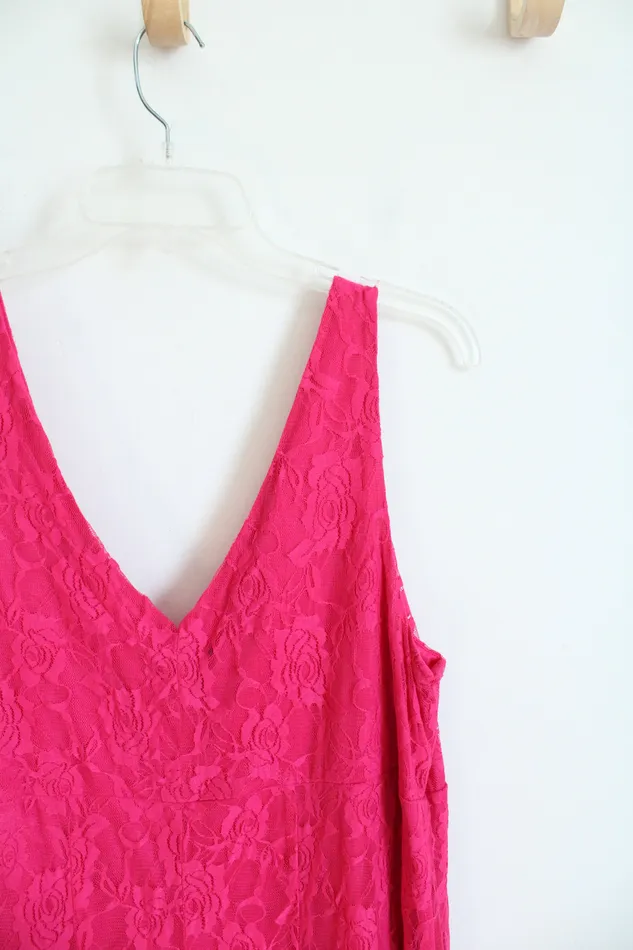 Earrings Glamour Pink Rose Lace Overlay Flowy Dress 20W Glamour