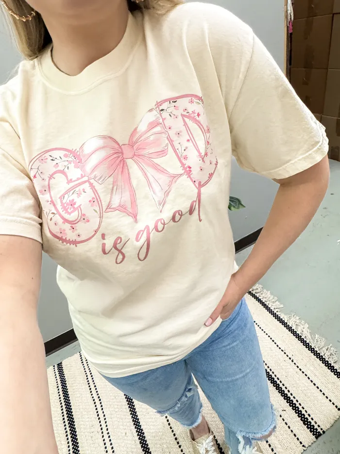 Earrings God Is Good Graphic Tee Ivory JL Franklins