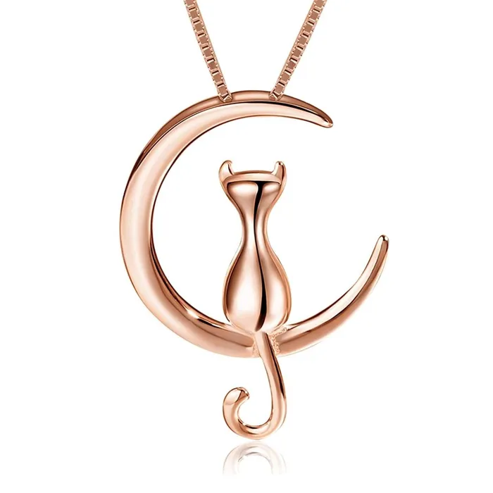 Earrings Gold Shield Cadena de Oro para Mujer con Dije de Gato