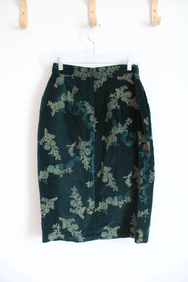 Earrings J Christopher Vintage Green Gold Floral Velvet Skirt 10 J Christopher