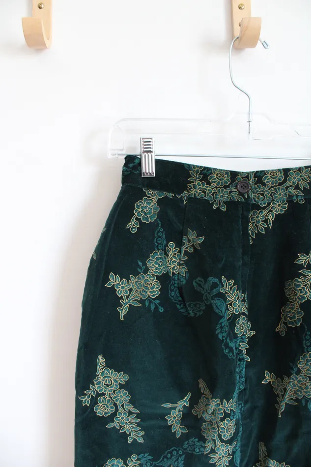 Earrings J Christopher Vintage Green Gold Floral Velvet Skirt 10 J Christopher