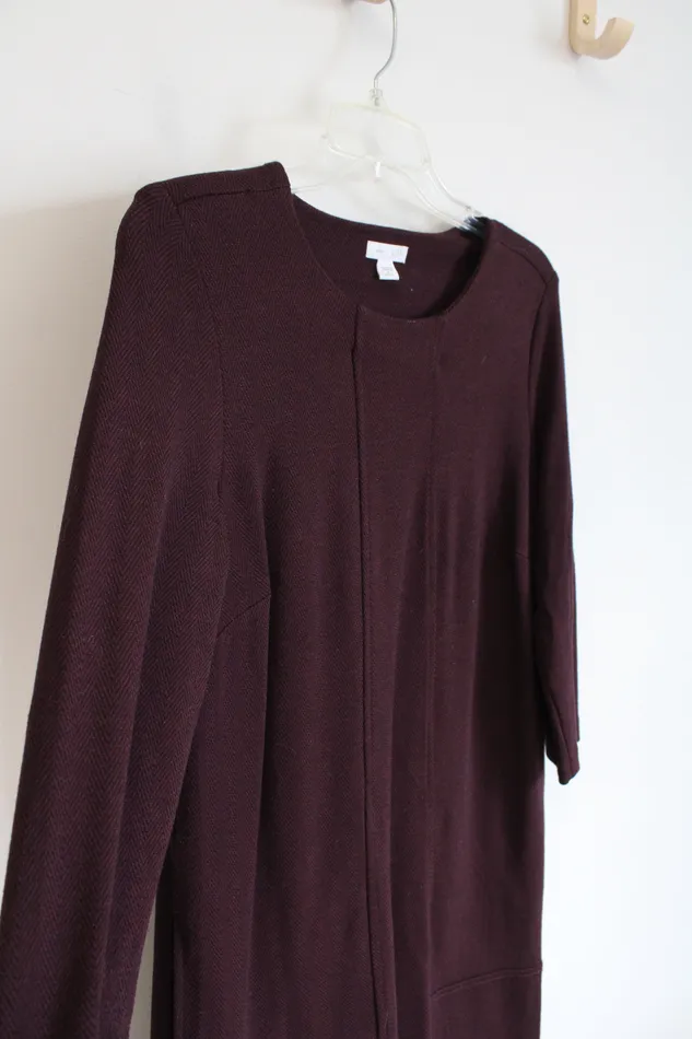 Earrings JJill JJill Ponte Burgundy Herringbone Long Sleeved Dress S Petite