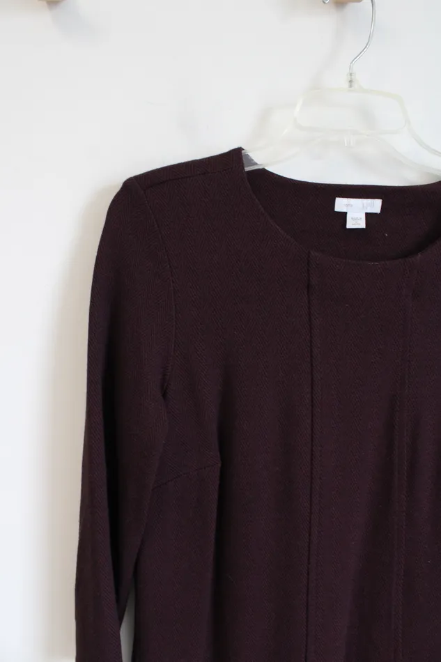 Earrings JJill JJill Ponte Burgundy Herringbone Long Sleeved Dress S Petite