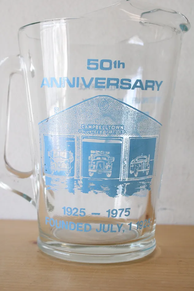 Earrings Jubilee Thrift 50th Anniversary Campbelltown Volunteer Fire Co Glass Pitcher