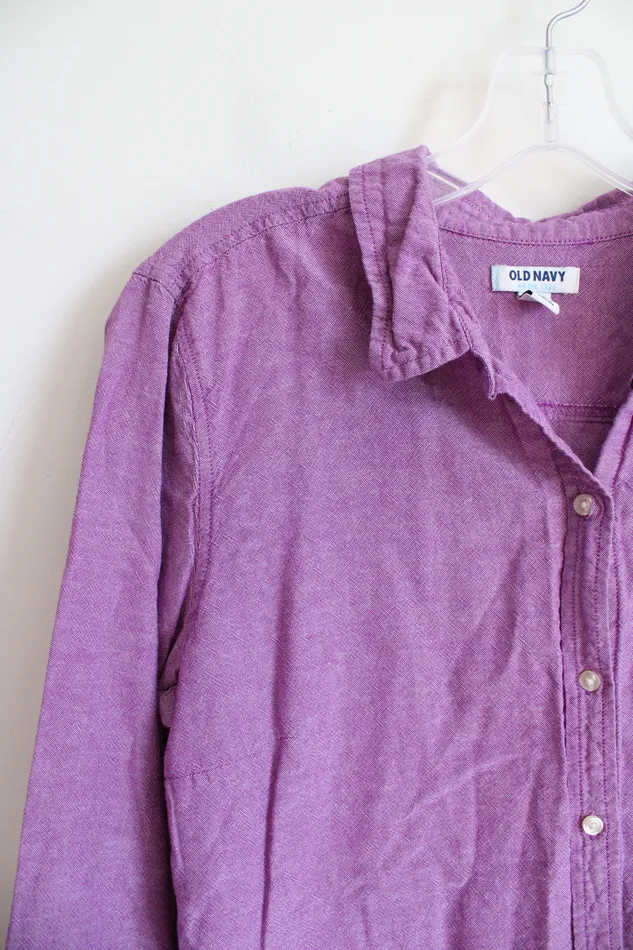 Earrings Jubilee Thrift Old Navy Purple Long Sleeved Button Down Top L