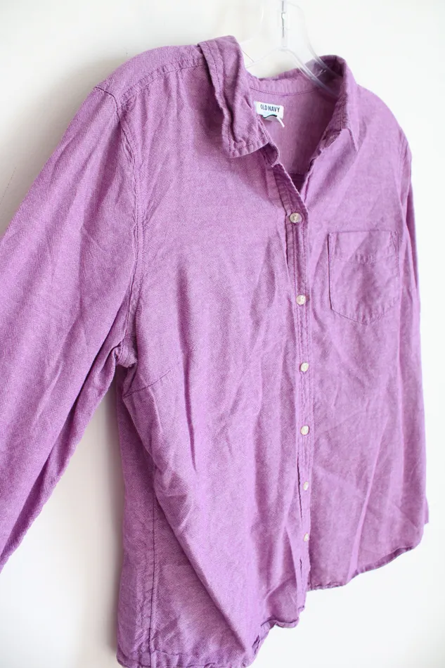 Earrings Jubilee Thrift Old Navy Purple Long Sleeved Button Down Top L