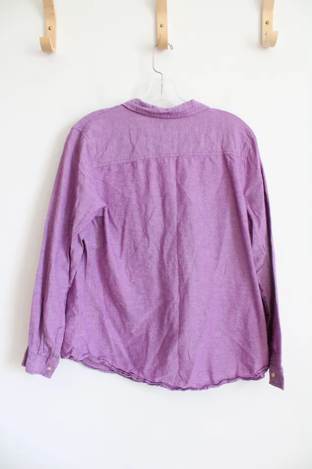 Earrings Jubilee Thrift Old Navy Purple Long Sleeved Button Down Top L