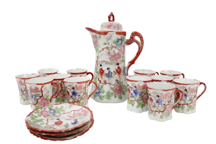 Earrings Jubilee Thrift Vintage Red Painted Japanese Tea Cocoa Pot Set Set Of 16 Earrings Jubilee Thrift Vintage Red Painted Japanese Tea Cocoa Pot Set Set Of 16