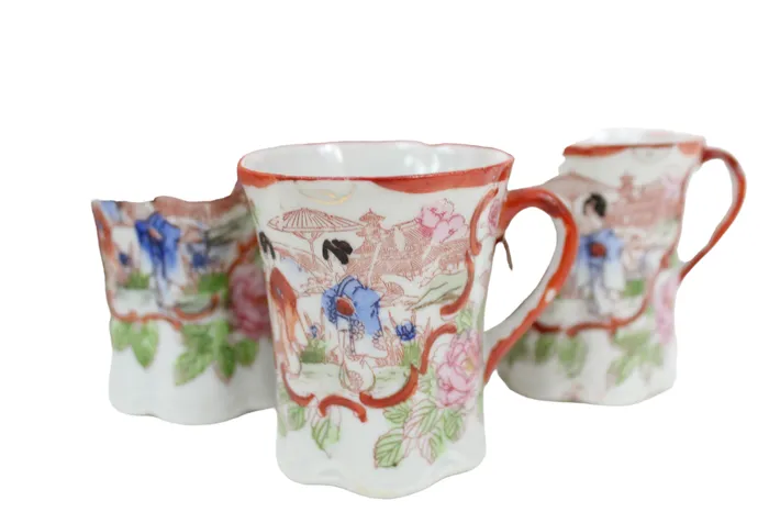 Earrings Jubilee Thrift Vintage Red Painted Japanese Tea Cocoa Pot Set Set Of 16