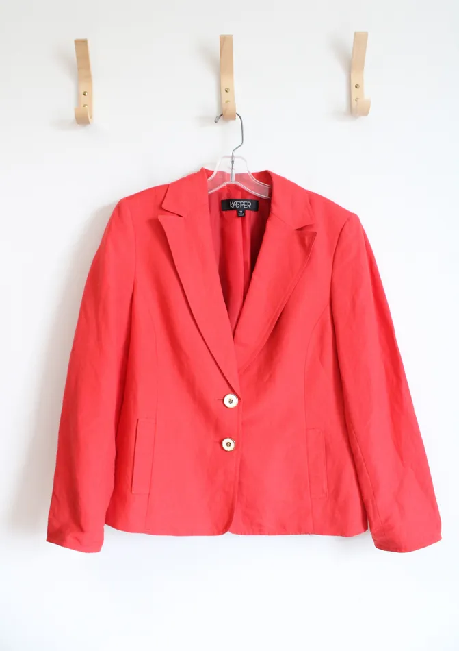 Earrings Kasper Kasper Poppy Linen Blend Blazer 12