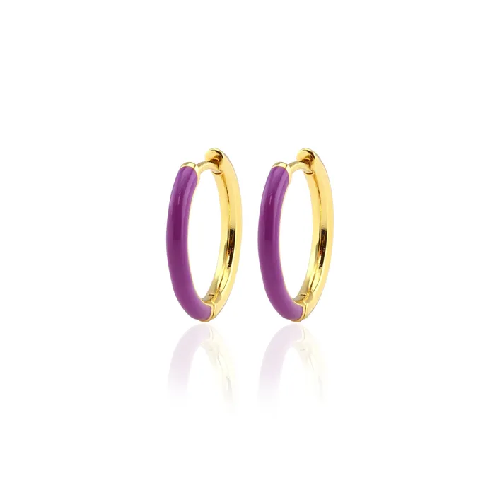 Earrings Kris Nations Gilded Enamel Hoop Earrings