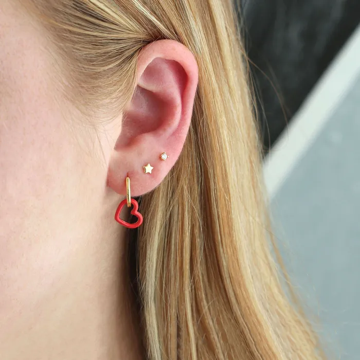 Earrings Kris Nations Heart Enamel Hoop Earring Charm