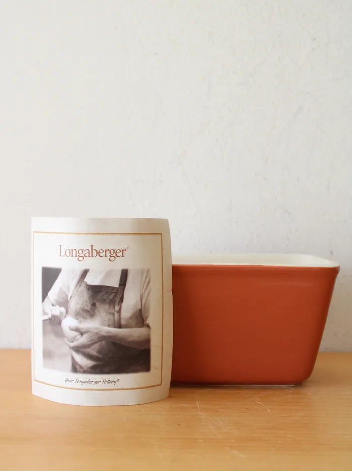Earrings Longaberger Pottery Orange Small Rectangle Baking Dish Longaberger
