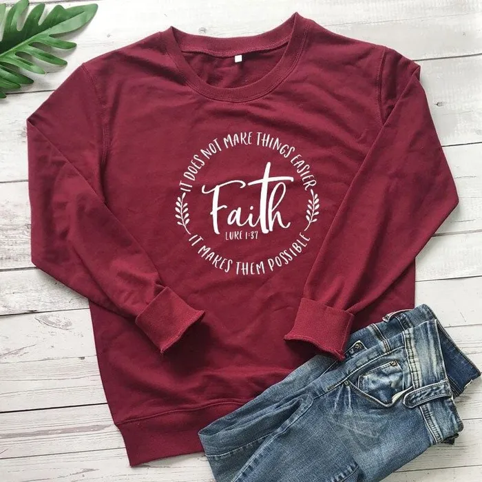 Earrings Lords Guidance Christian Sweatshirt br Faith Makes Things Possible