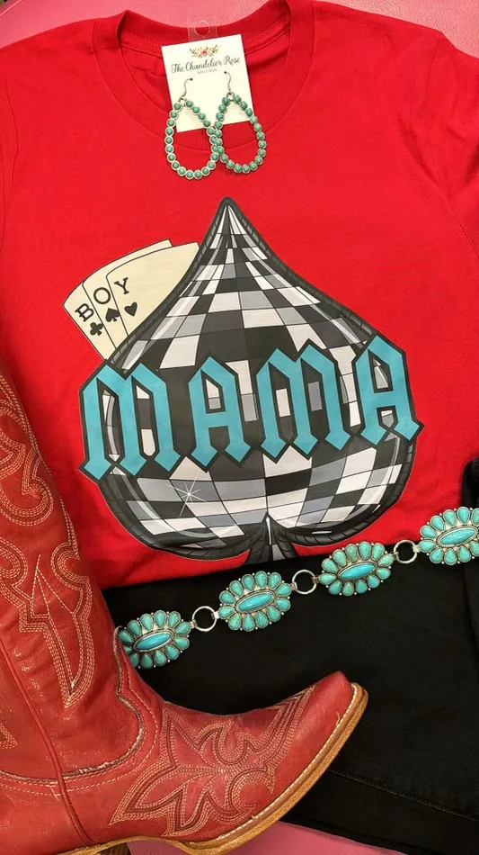 Earrings LUCKY AND BLESSED LIFE BOY MAMA TEE RED