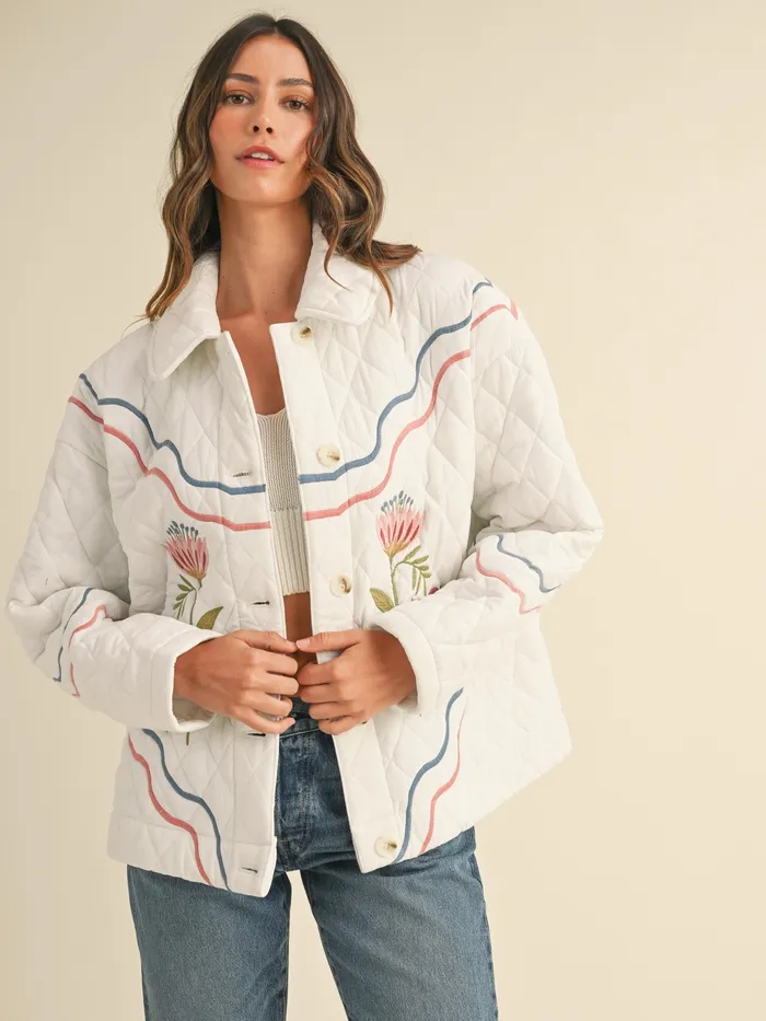 Earrings Mable Daphne Embroidered Quilted Jacket