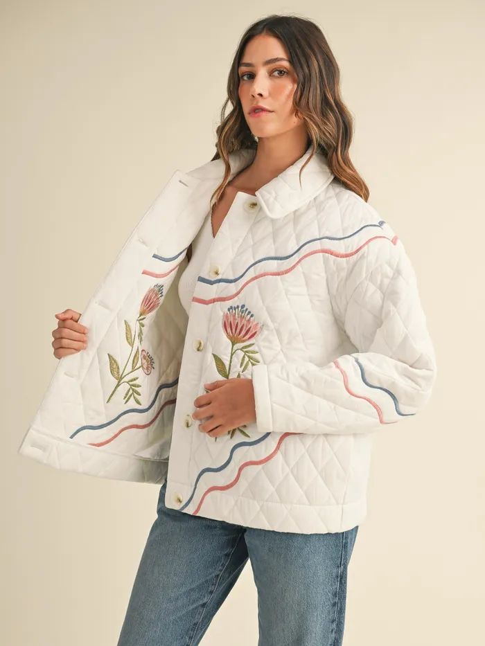 Earrings Mable Daphne Embroidered Quilted Jacket