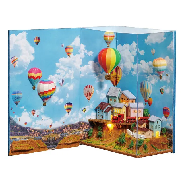 Earrings Mini House Miniature Model Wooden Toys Diy Kit Hot Air Balloon CJ