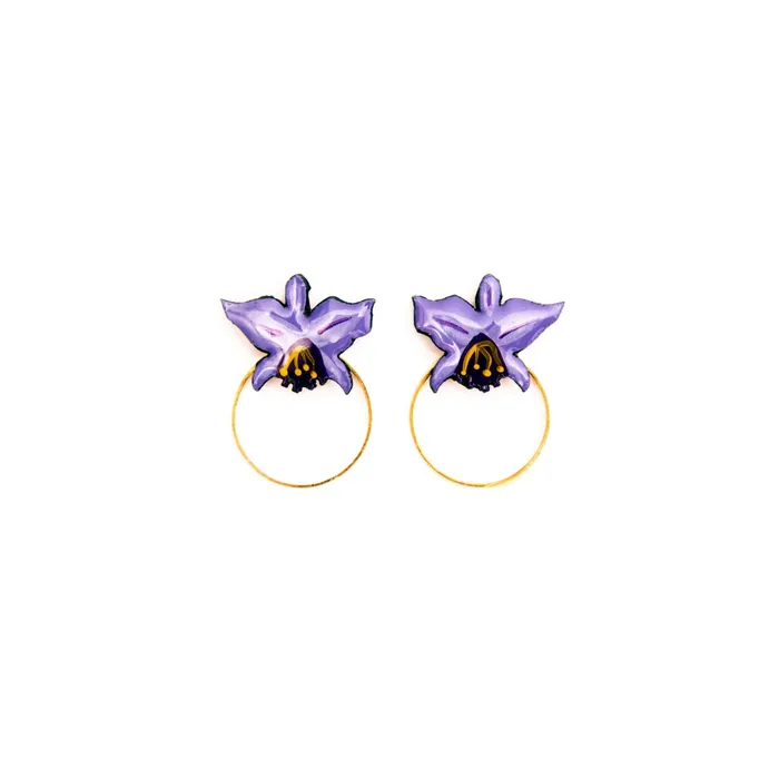 Earrings NUEZ MOSCADA Orchid Wood Stud Earrings