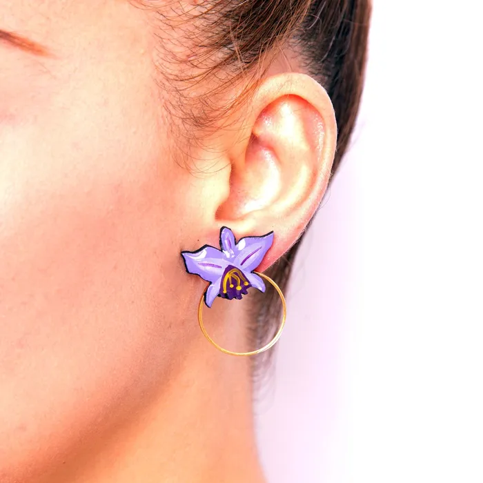 Earrings NUEZ MOSCADA Orchid Wood Stud Earrings