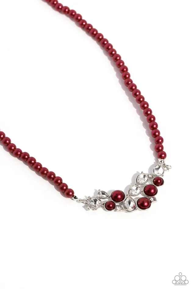 Earrings Paparazzi Accessories Pampered Pearls Red