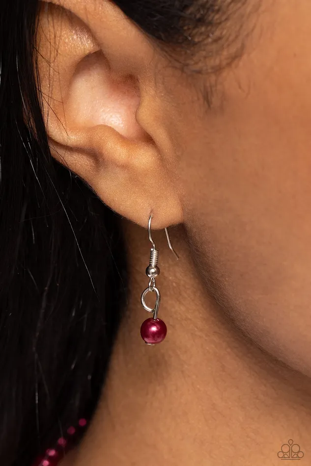 Earrings Paparazzi Accessories Pampered Pearls Red