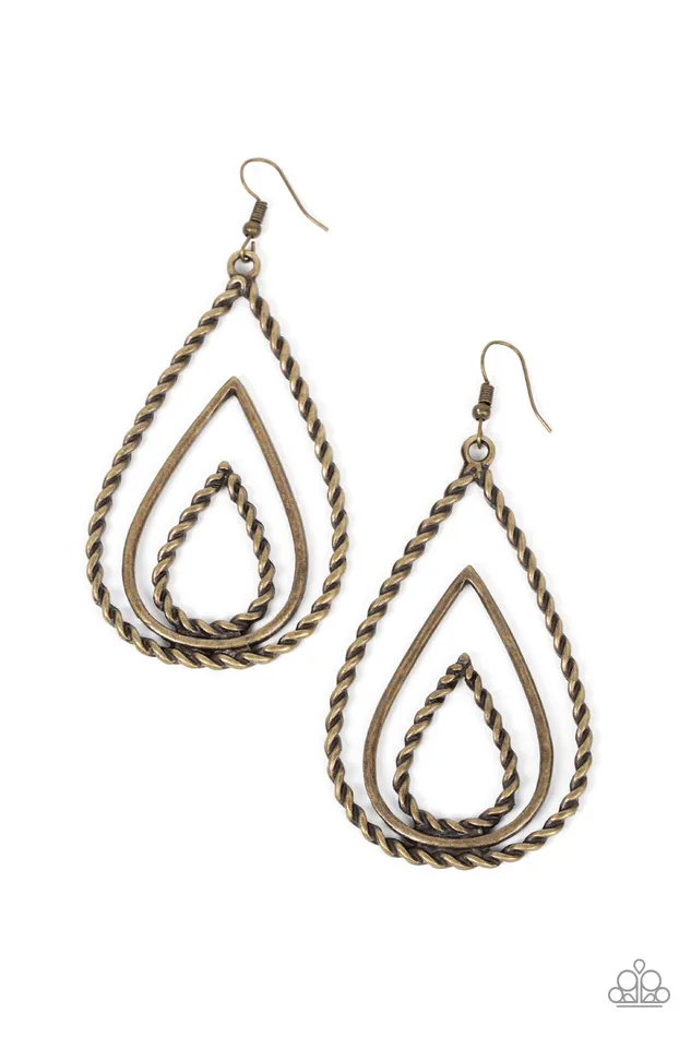 Earrings Paparazzi Accessories Tastefully Twisty Brass