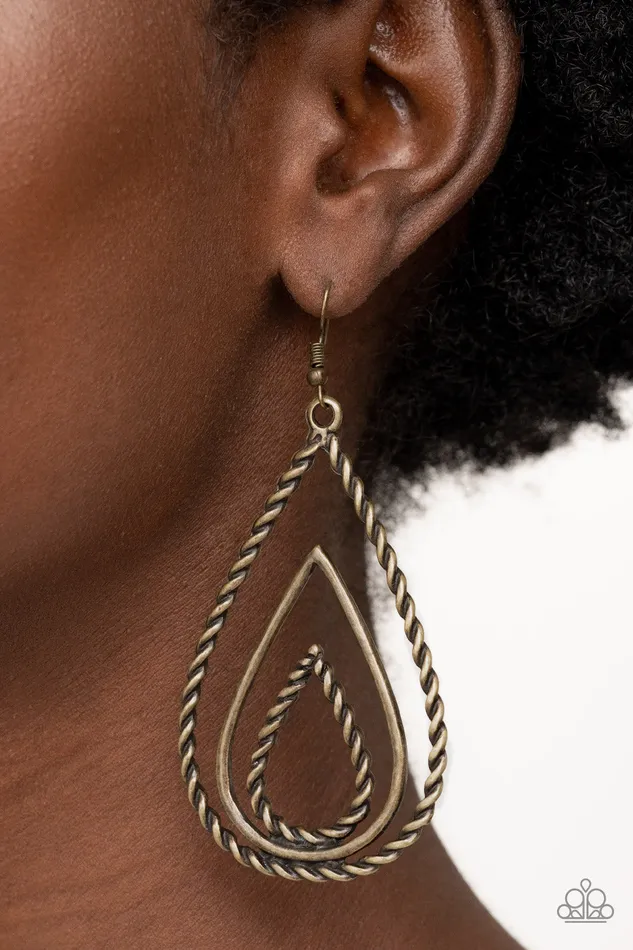 Earrings Paparazzi Accessories Tastefully Twisty Brass