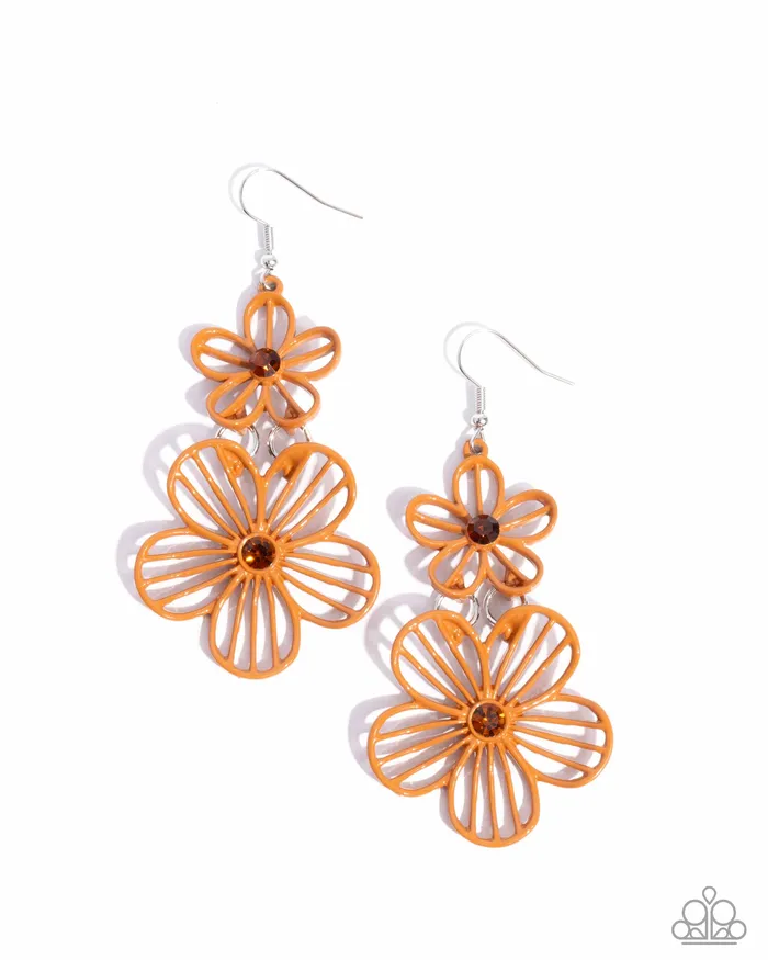 Earrings Paparazzi Accessories Textured Tiers Orange