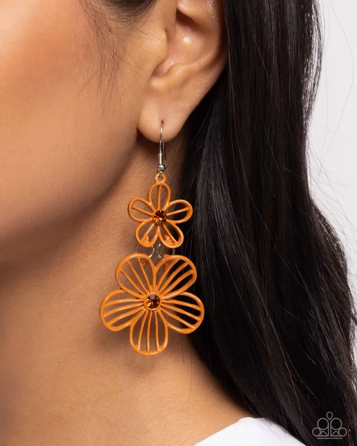 Earrings Paparazzi Accessories Textured Tiers Orange