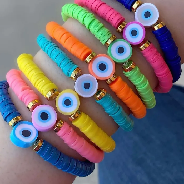 Earrings Peppy Beads 10mm Polymer Clay Flower Smiley Face Beads10 Beads in a Pack