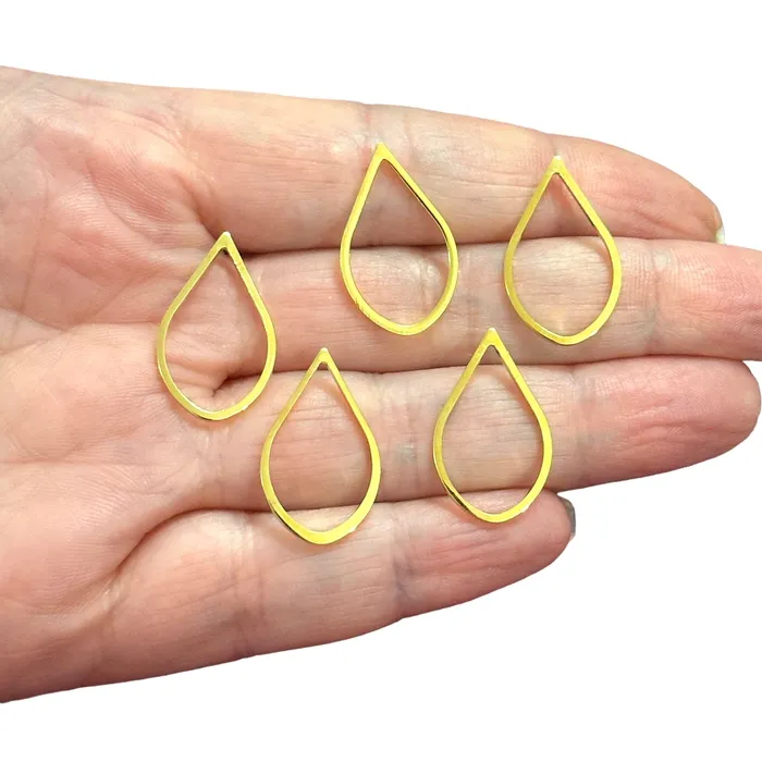 Earrings Peppy Beads 24Kt Gold Plated 23x14mm Drop Charms Gold Drop Connector Charms 5 pcs in a pack Earrings Peppy Beads 24Kt Gold Plated 23x14mm Drop Charms Gold Drop Connector Charms 5 pcs in a pack